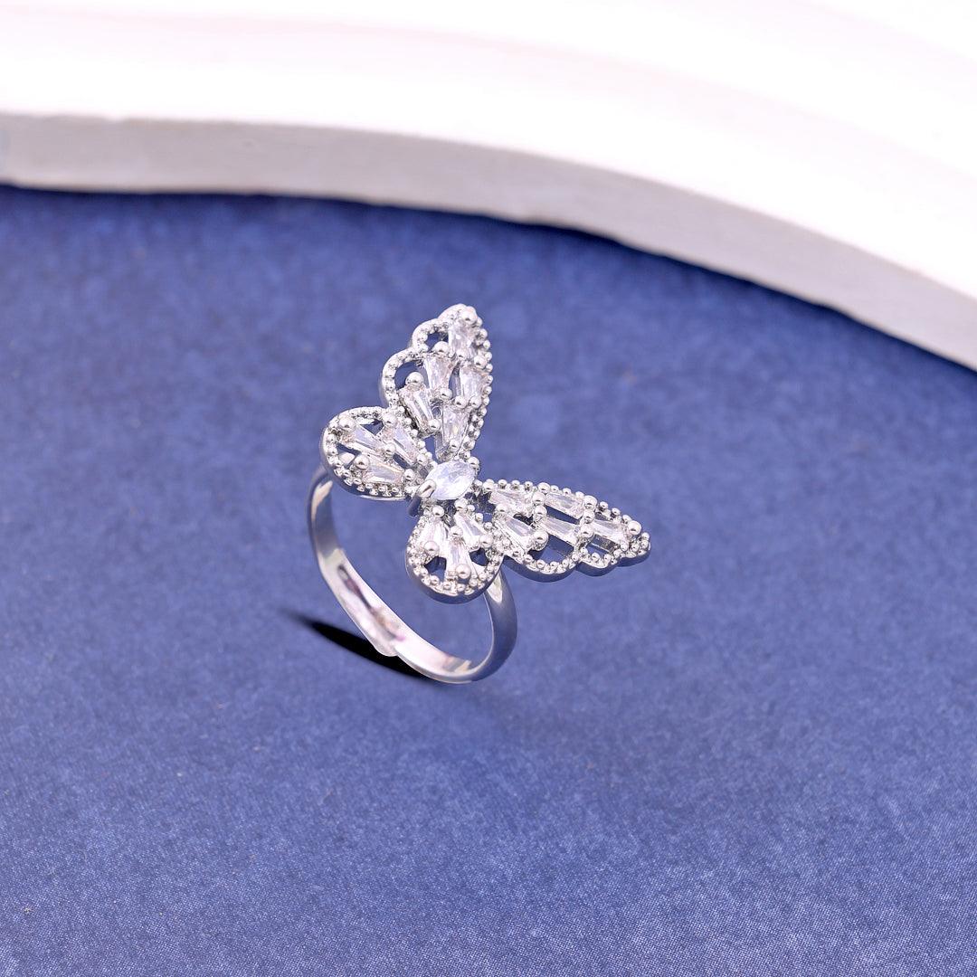 Hollow Butterfly Diamond Ring