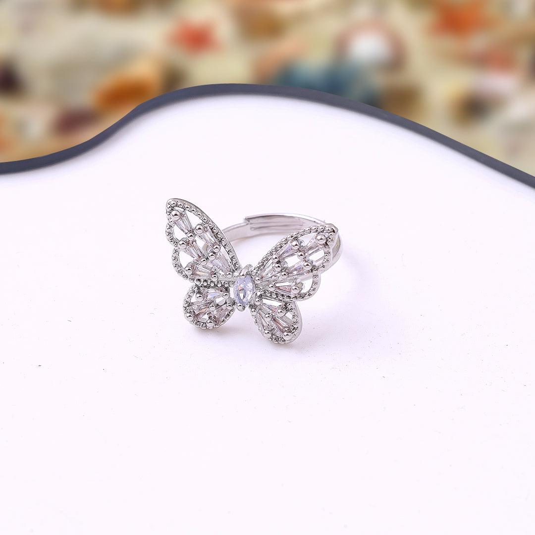 Hollow Butterfly Diamond Ring