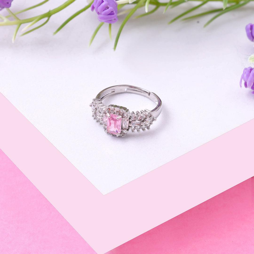 Rectangular diamond frame stone ring