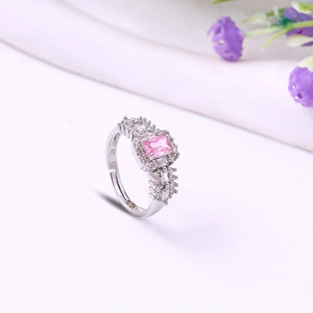 Rectangular diamond frame stone ring