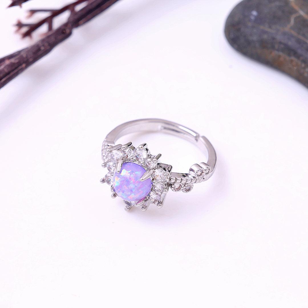 Cute Female Blue White Opal Ring