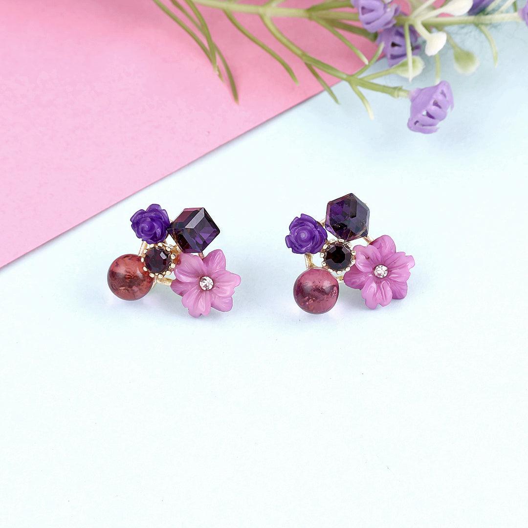 Floral Gemstone Stud Earrings