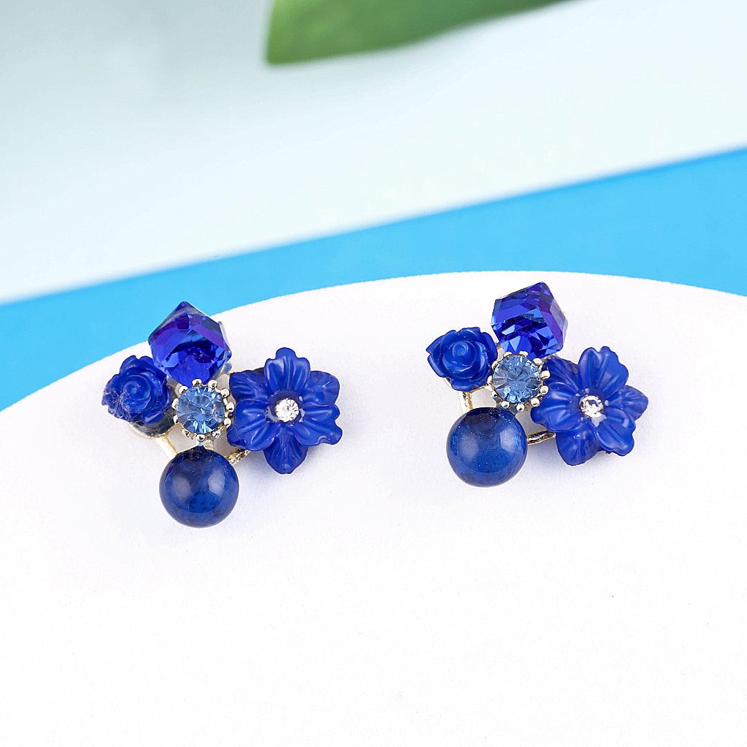 Floral Gemstone Stud Earrings