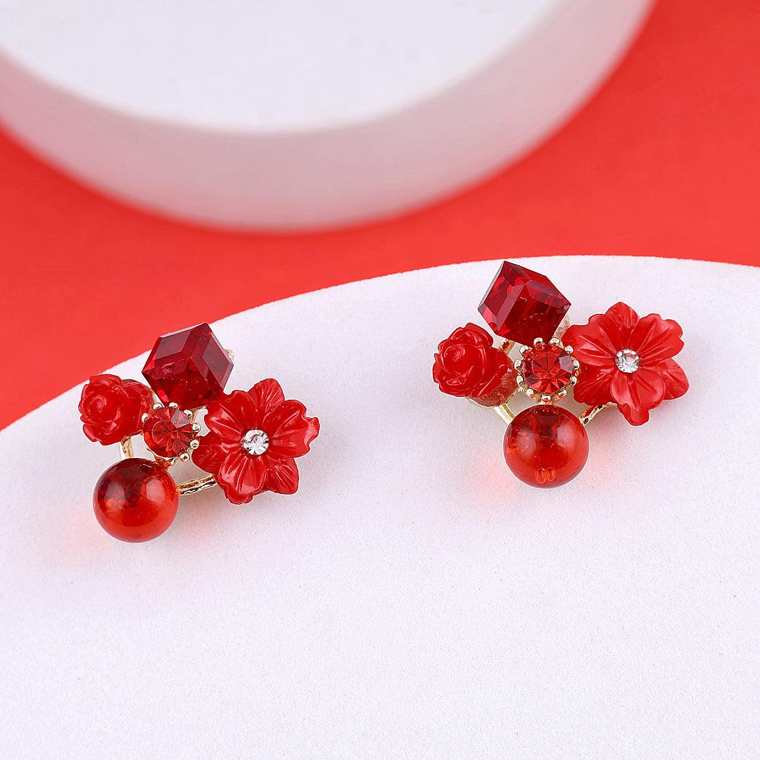 Floral Gemstone Stud Earrings