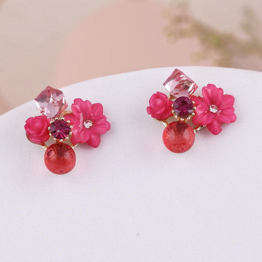 Floral Gemstone Stud Earrings