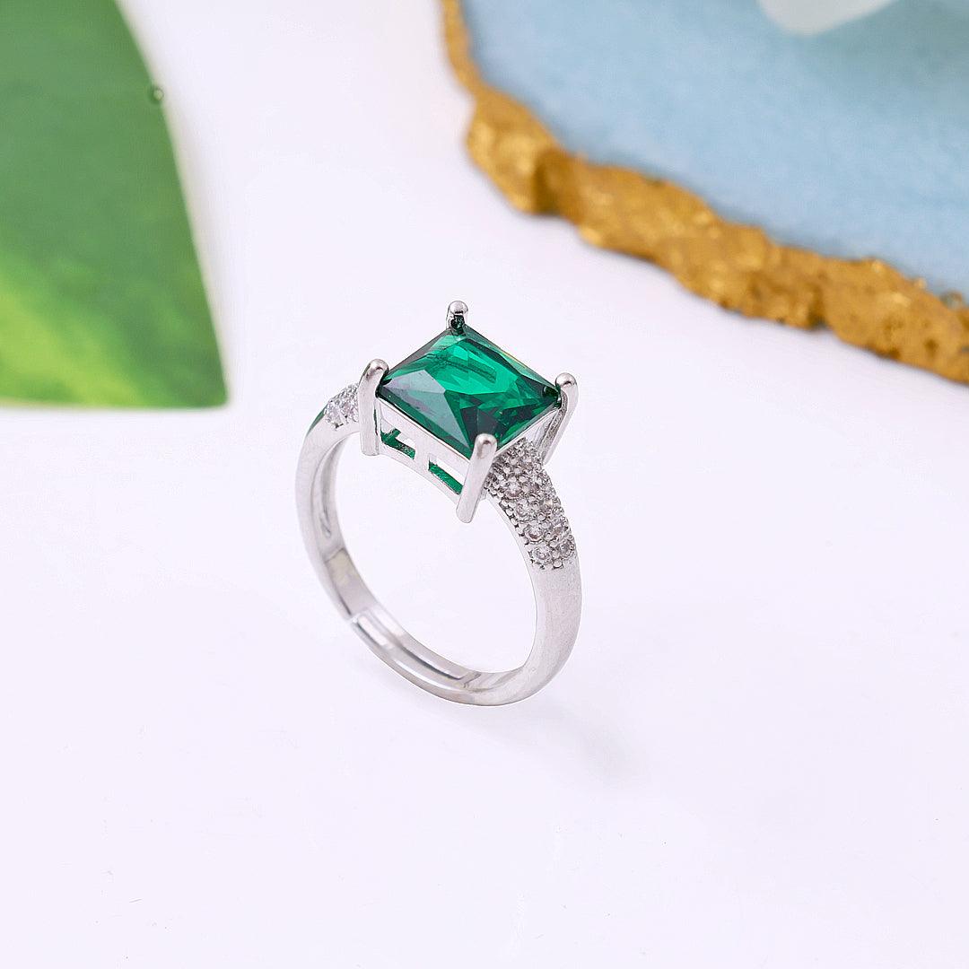 Green Lab Emerald Gemstone Ring