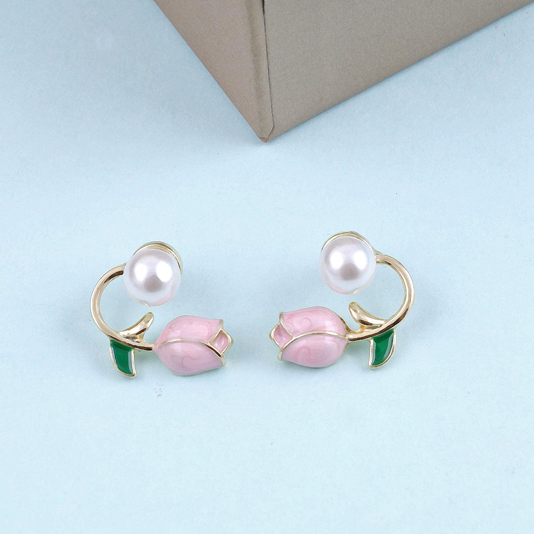 Floral and Pearl Earrings