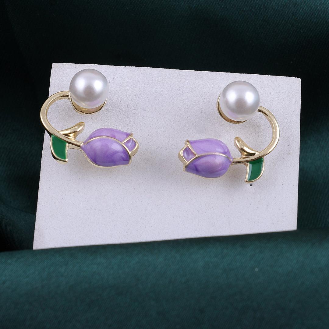 Floral and Pearl Earrings