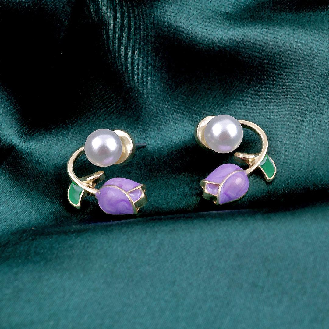 Floral and Pearl Earrings