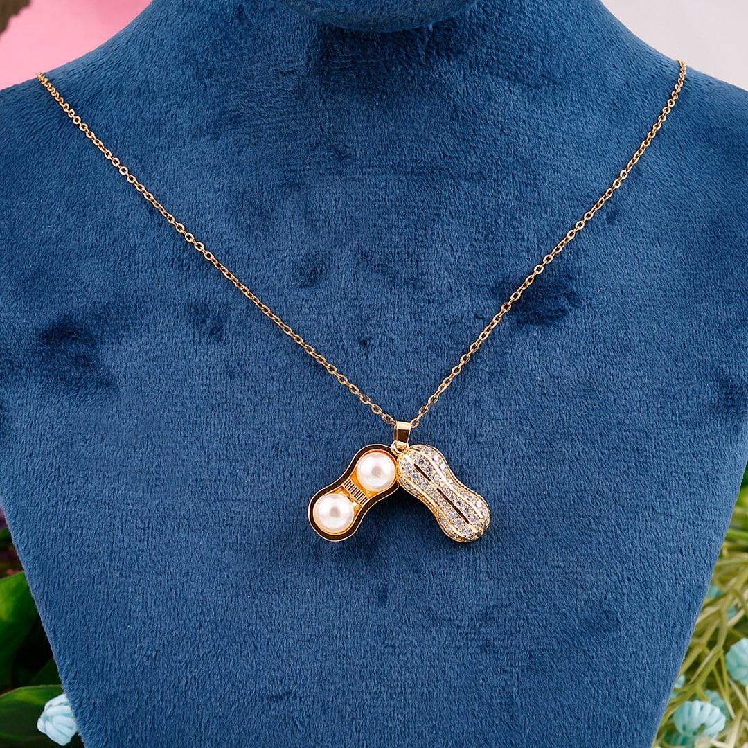 Peanut Pendant Necklace with Pearls