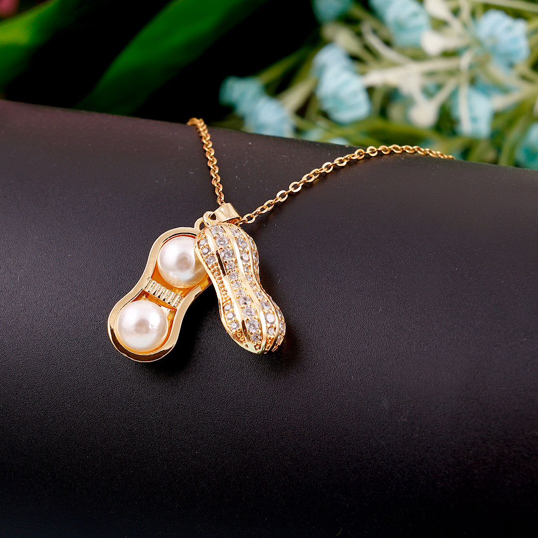 Peanut Cultured Pearl Brass Pendant