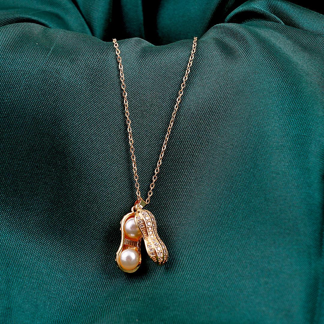 Peanut Pendant Necklace with Pearls