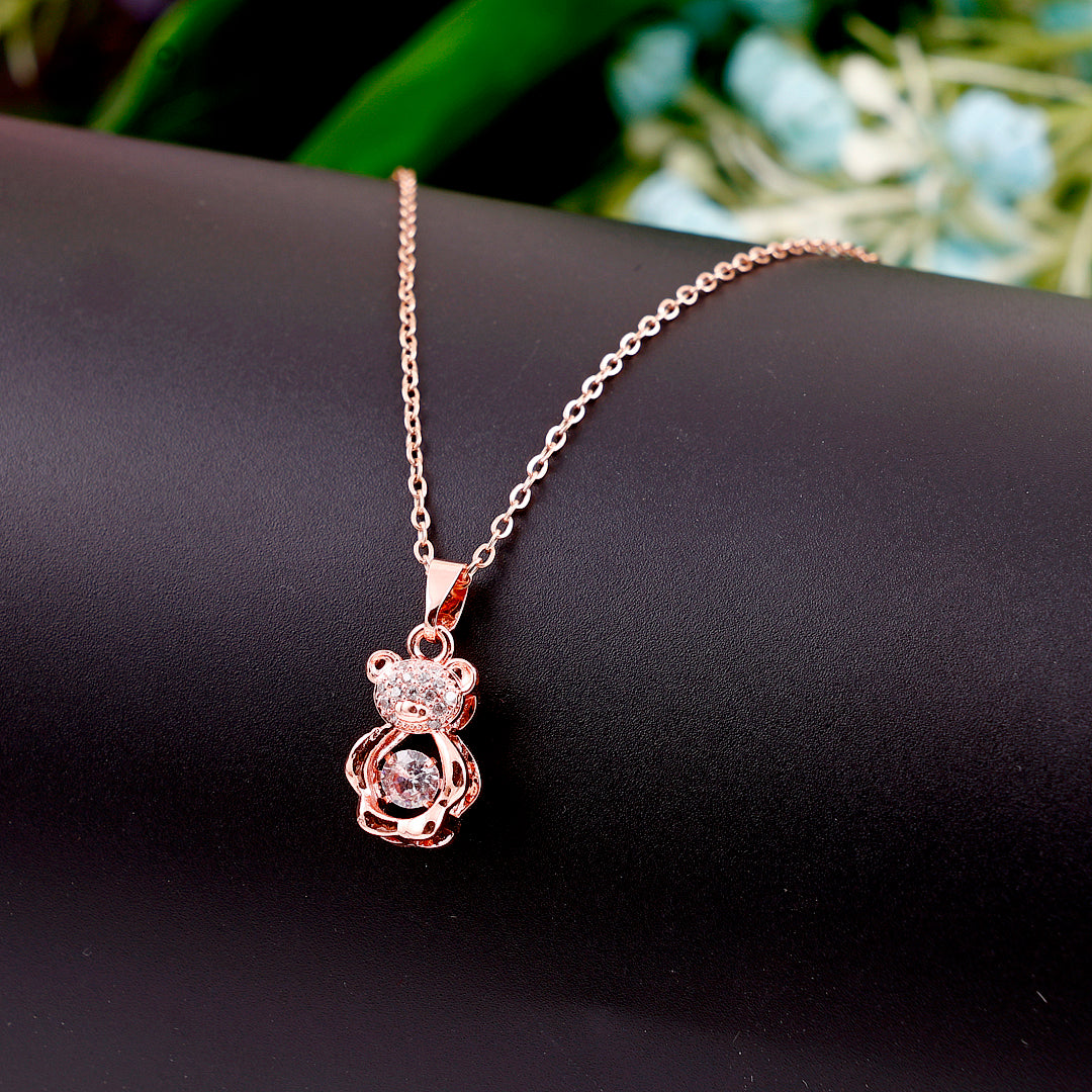 Animal Bear Charm Crystal Pendant Necklace