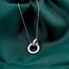 Double Round Ring Zircon Pendant Necklace