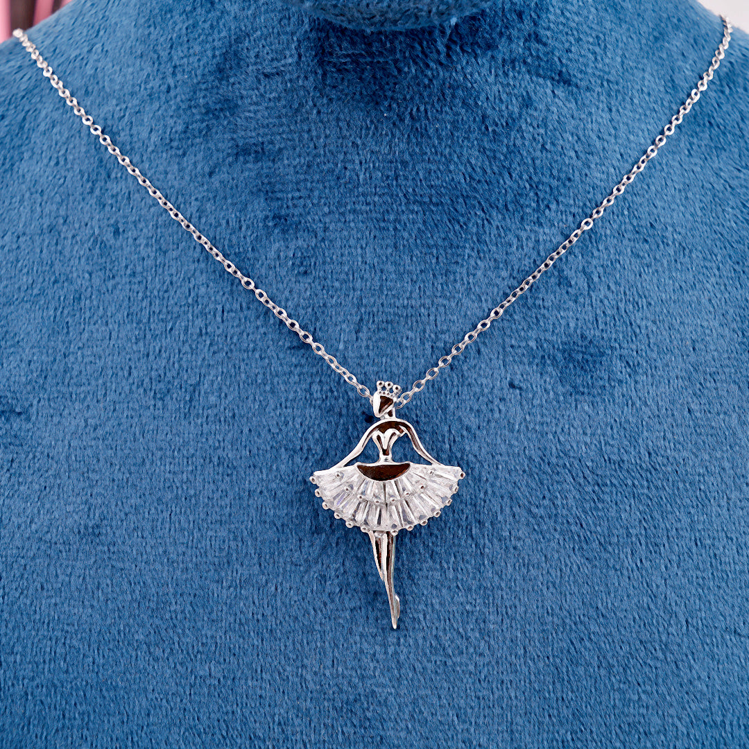 Silver plated diamond angel pendant necklaces