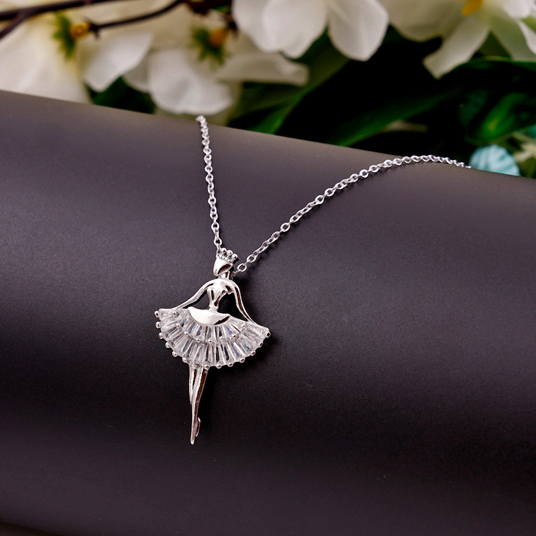 Silver plated diamond angel pendant necklaces