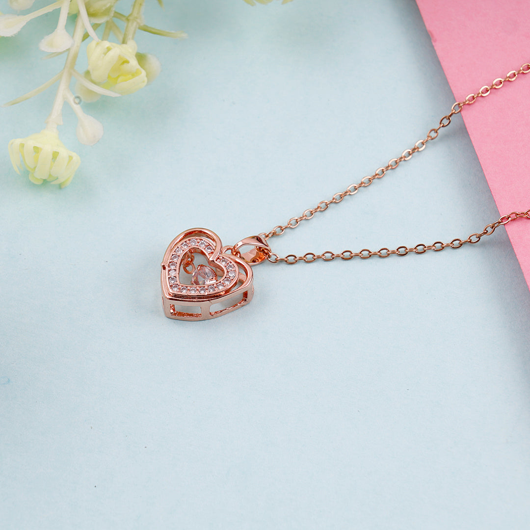 Rose Gold Heart Plated Necklace