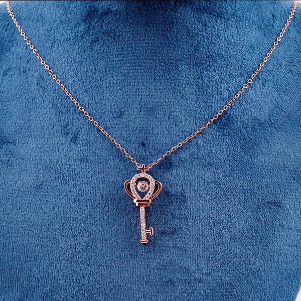 Zircon Key Rose Gold Necklace