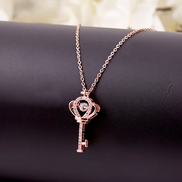 Zircon Key Rose Gold Necklace