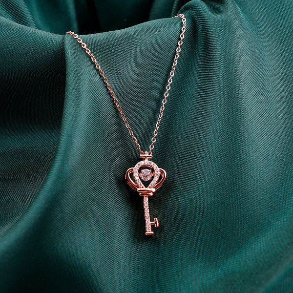 Zircon Key Rose Gold Necklace