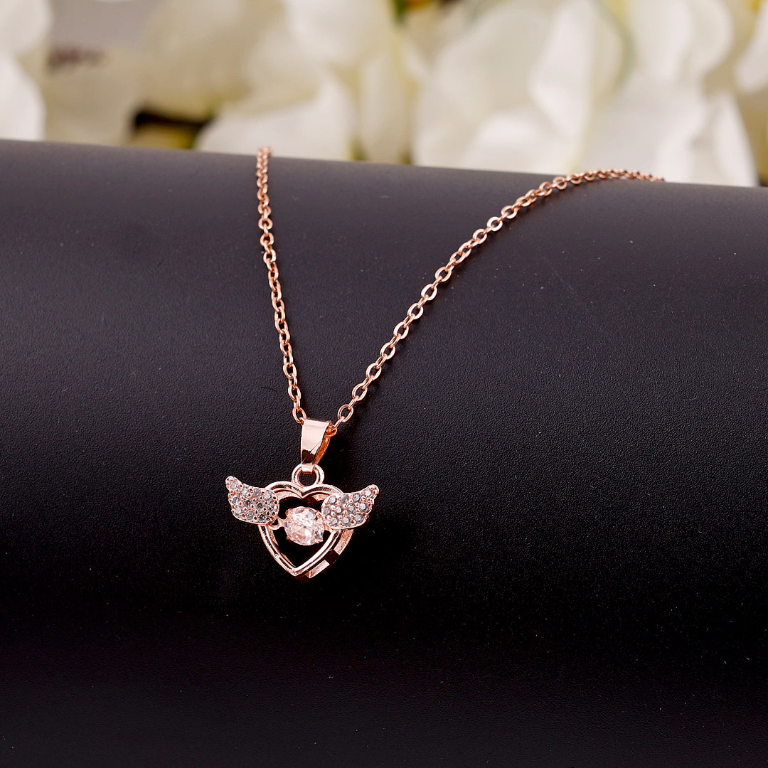 Angel wing heart diamond necklace