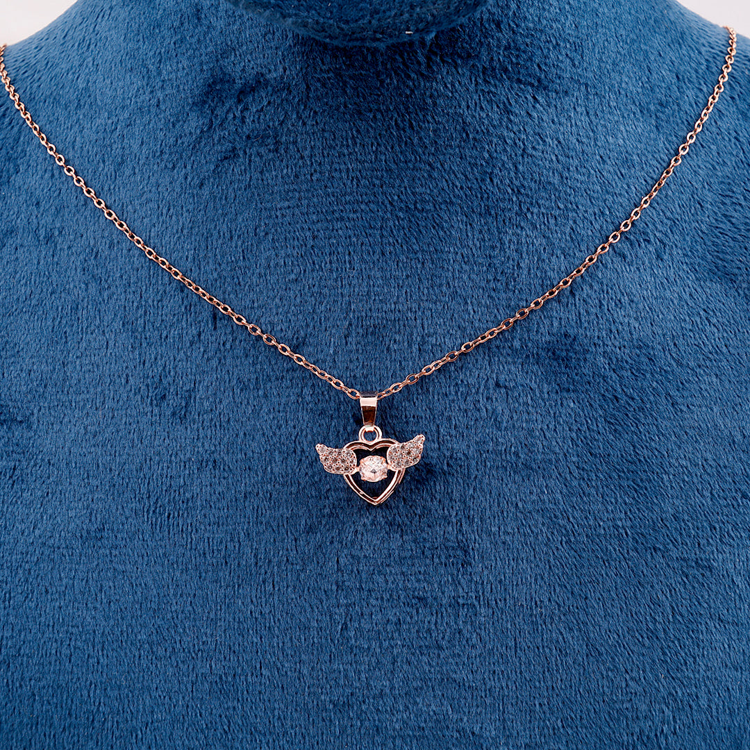 Angel wing heart diamond necklace