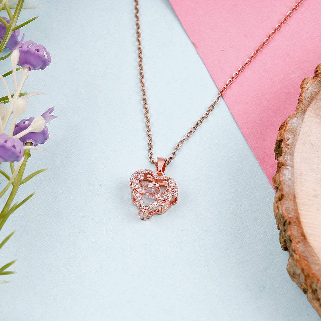 Rose Gold Hollow heart pendant