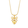 Golden small heart cute bow necklace