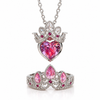 Love Pink Crown Necklace, Ring Set
