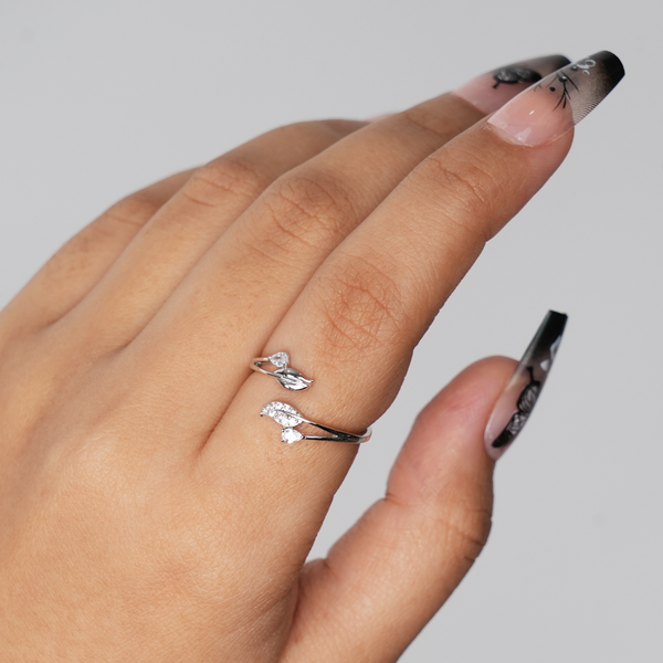 925 silver leaf ring