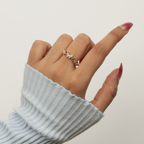 Golden Small Mini Butterfly Ring