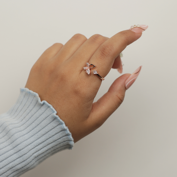 Rose Gold Butterfly Adjustable Ring