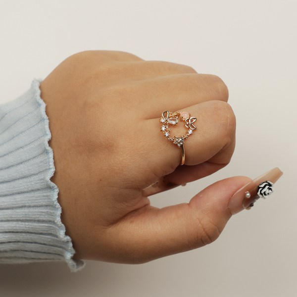Butterfly and Stone Golden Ring