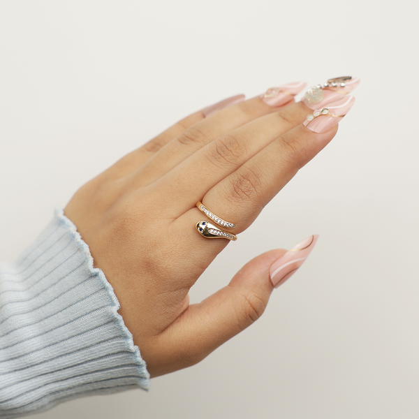 Golden Rhinestone Snake Ring