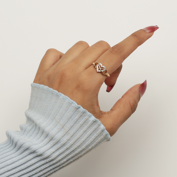 Golden Heart Stone Ring