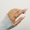 Trendy Golden Star & Moonstone Adjustable Ring for Women