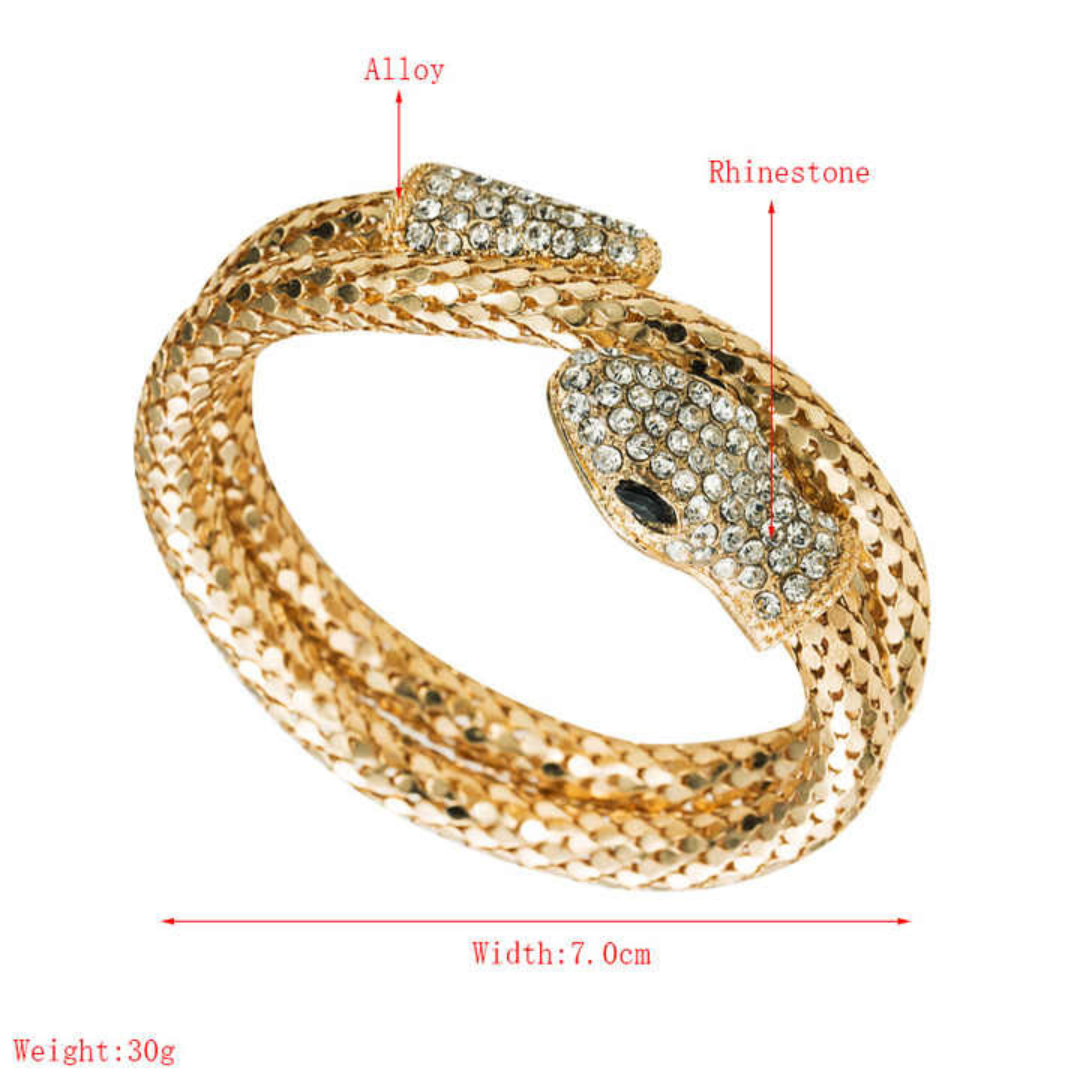 Gold Plated Crystal Shine Snake Bendable Bracelet