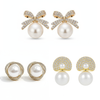 Pack Of 3 Golden Bow Pearl Earring