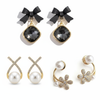 Pack Of 3 Black Bow Pearl Earring