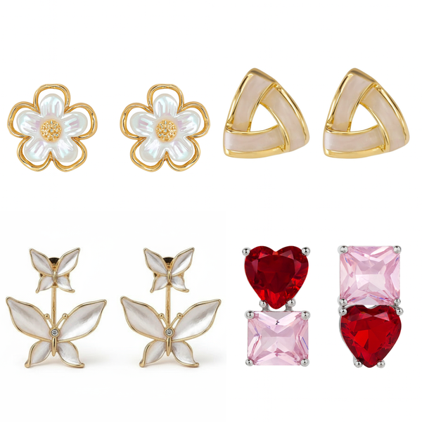 Pack Of 4 Unique Stud Earrings
