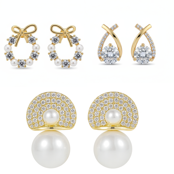 Combo Of 3 Cute Pearl Earring