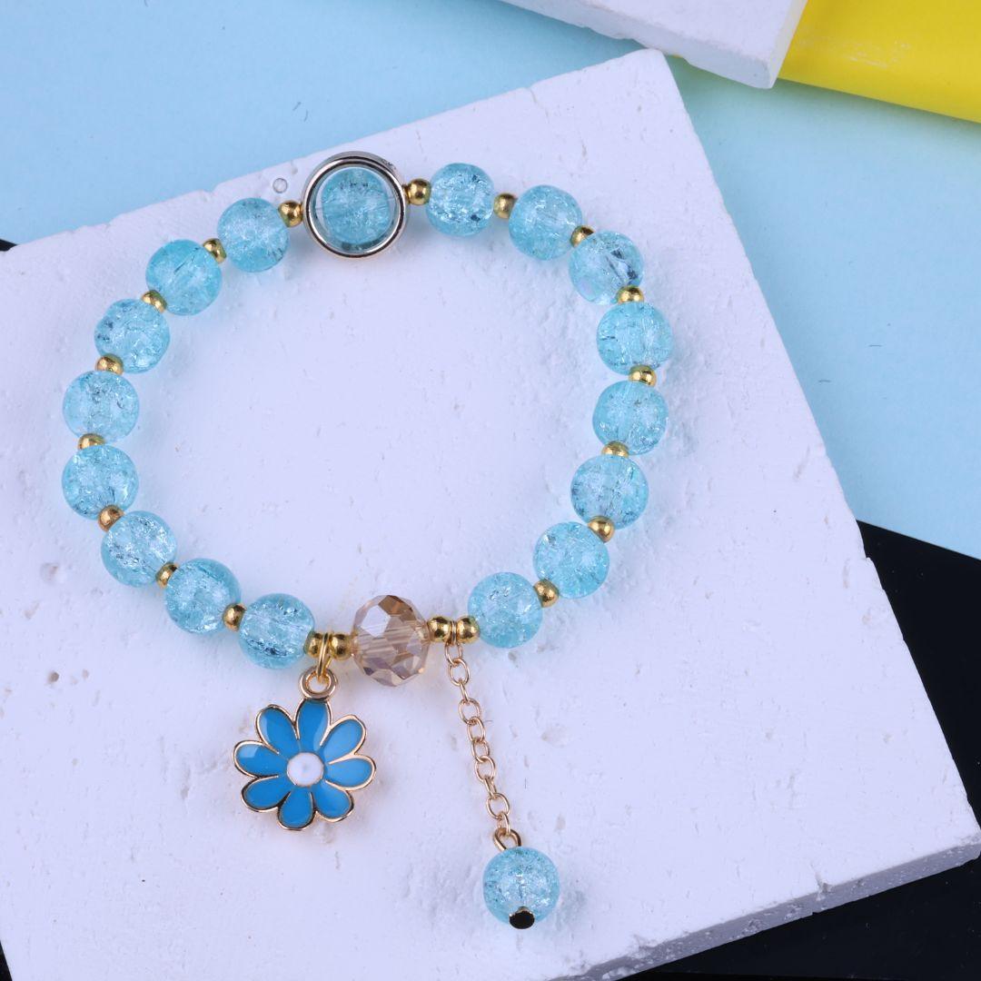 Aqua Daisy Charm Bracelet