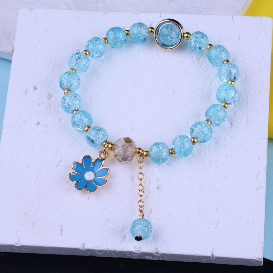 Aqua Daisy Charm Bracelet