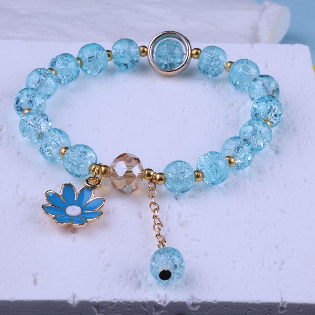 Aqua Daisy Charm Bracelet