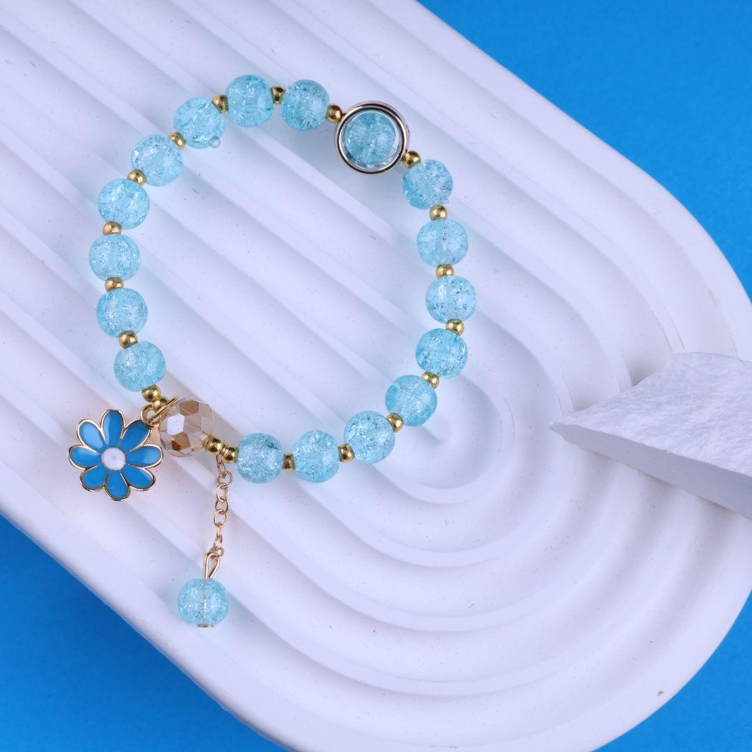 Aqua Daisy Charm Bracelet