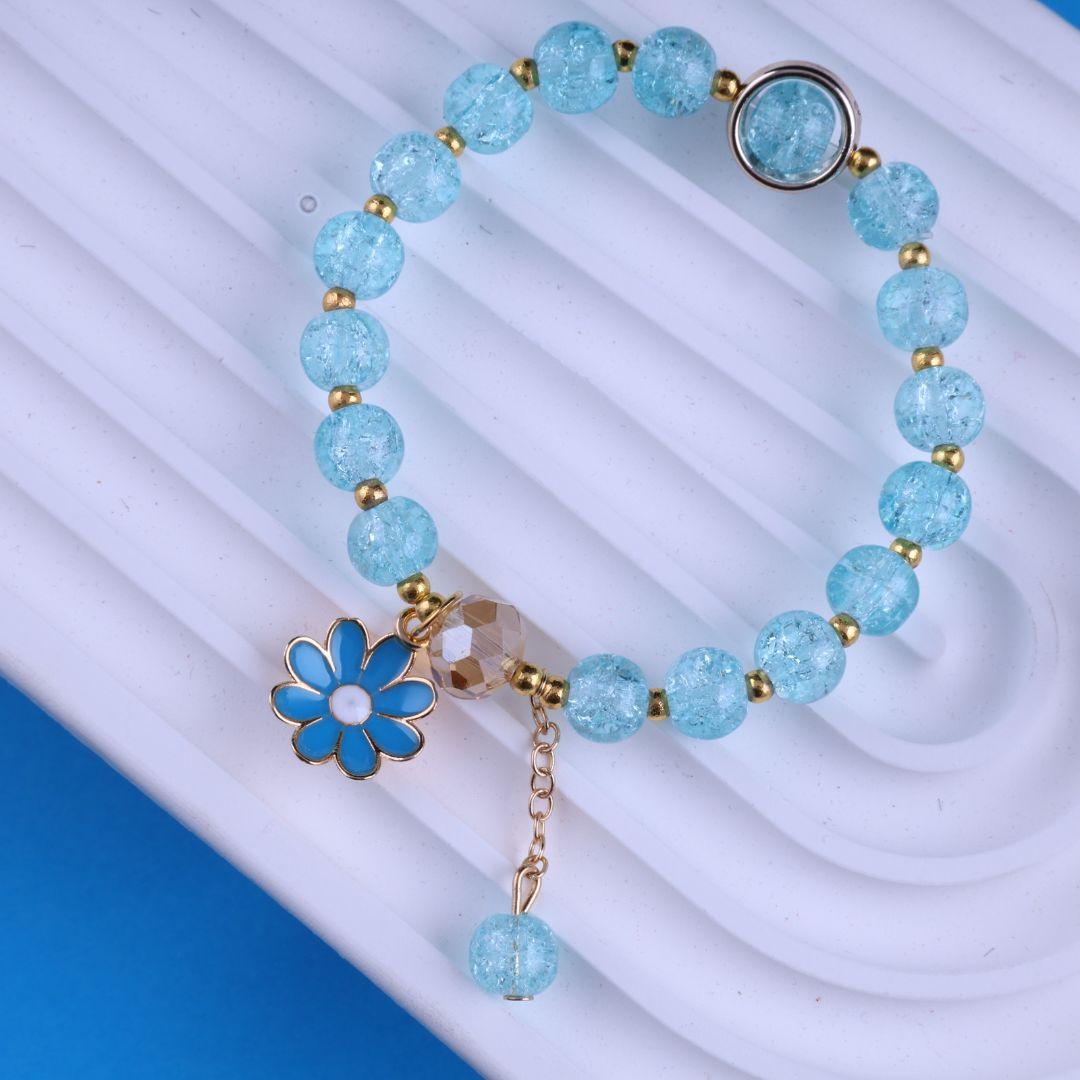 Aqua Daisy Charm Bracelet