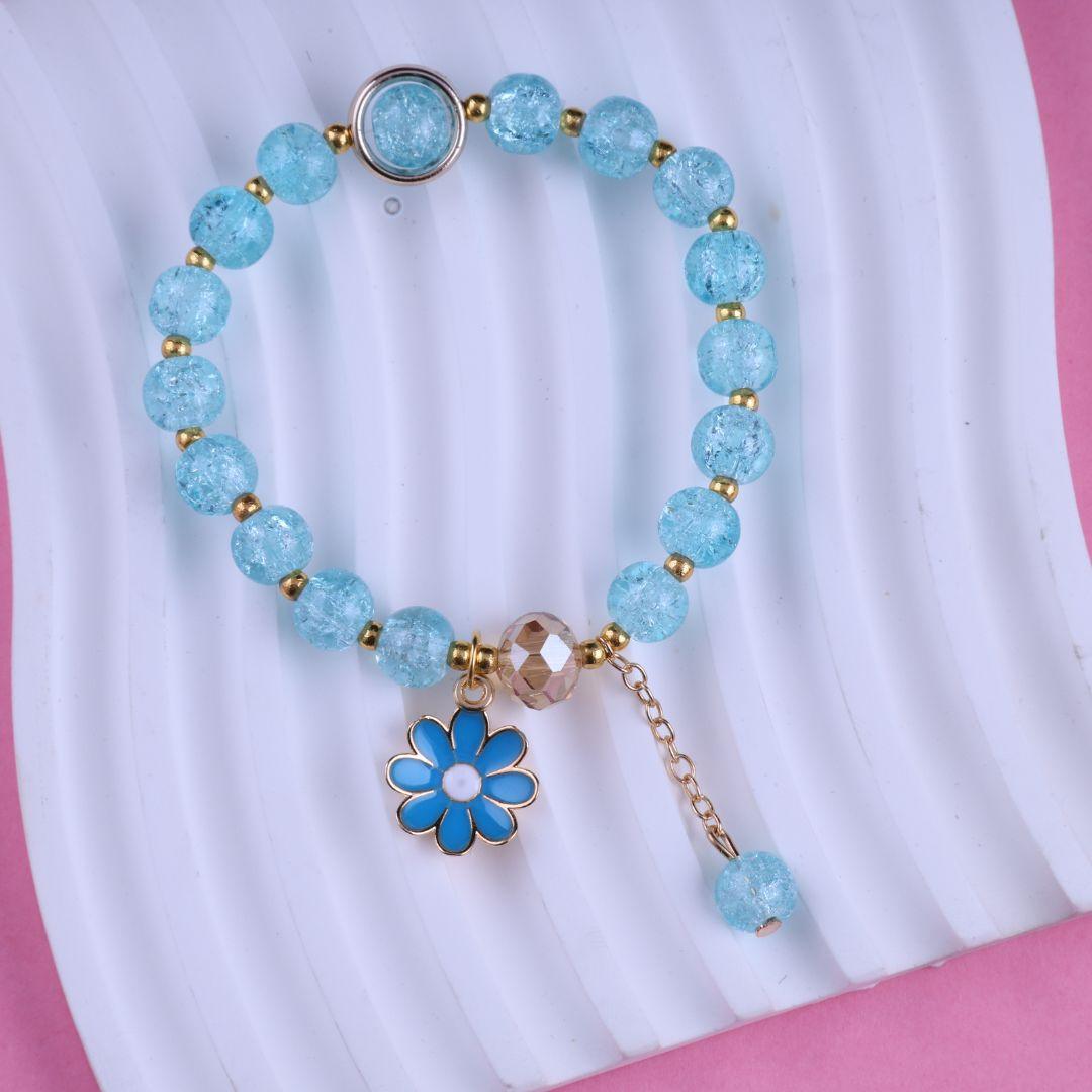 Aqua Daisy Charm Bracelet