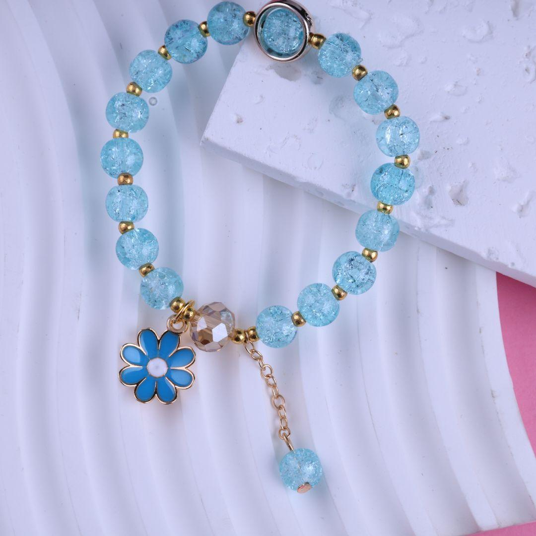 Aqua Daisy Charm Bracelet