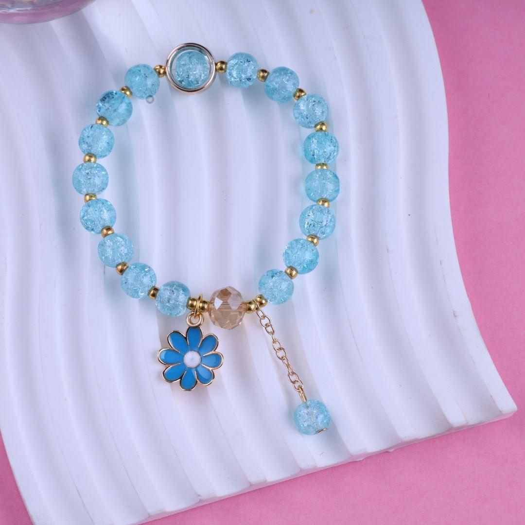 Aqua Daisy Charm Bracelet