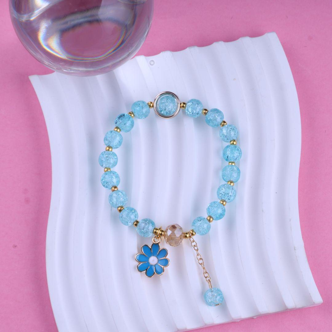 Aqua Daisy Charm Bracelet